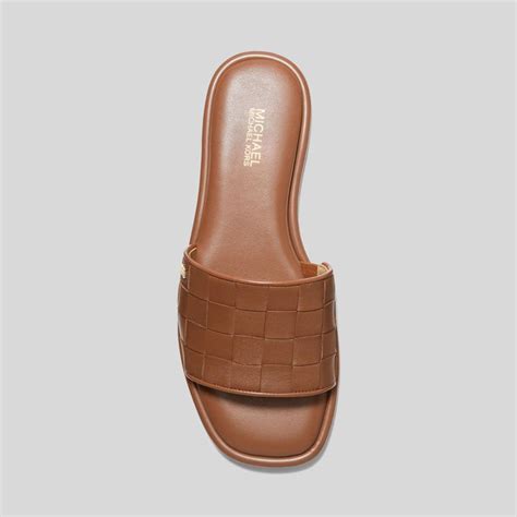 Hayworth Woven Metallic Leather Slide Sandal 